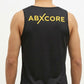 Abxcore men's athletic black tank top for training, sleeveless workout shirt, back view 