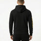 Man wearing AbXcore men’s black hoodie back view