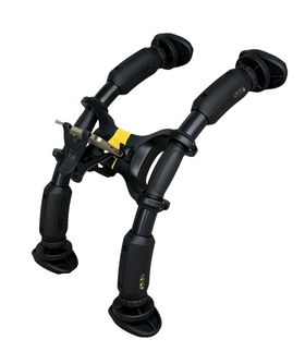 AbXcore Pro black and yellow portable ab core exercise machine with phone cradle for home workouts and ab fitness crunch