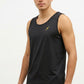 Abxcore men's athletic black tank top for training, sleeveless workout shirt, front view 