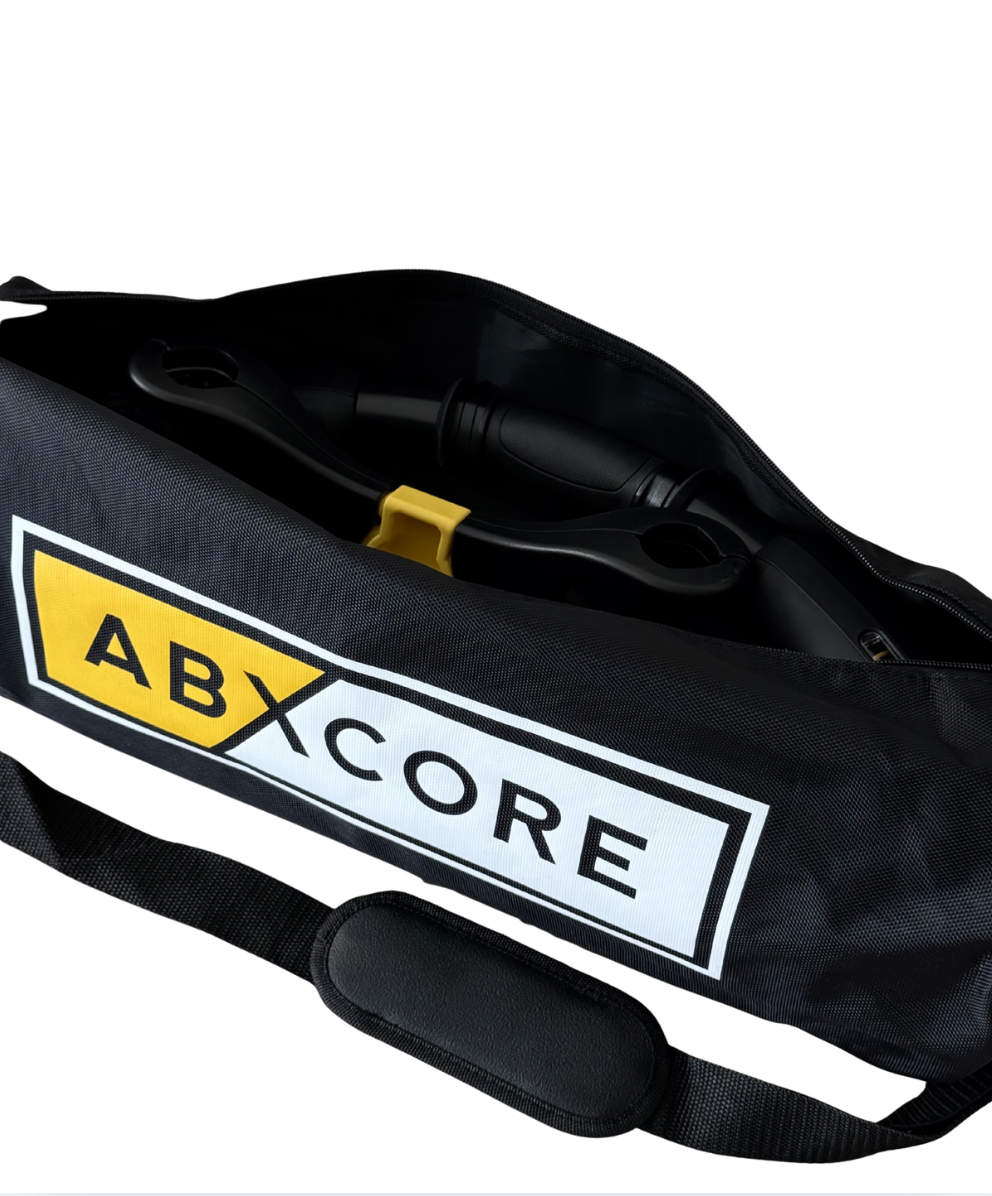 ABXCORE carrying bag for portable ab machine and core workout equipment with adjustable strap